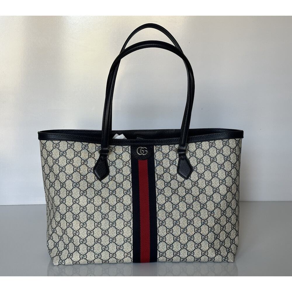 Gucci GG Supreme Web Canvas/Leather Medium Tote Bag Italy 631685 NWOT - Picture 1 of 16
